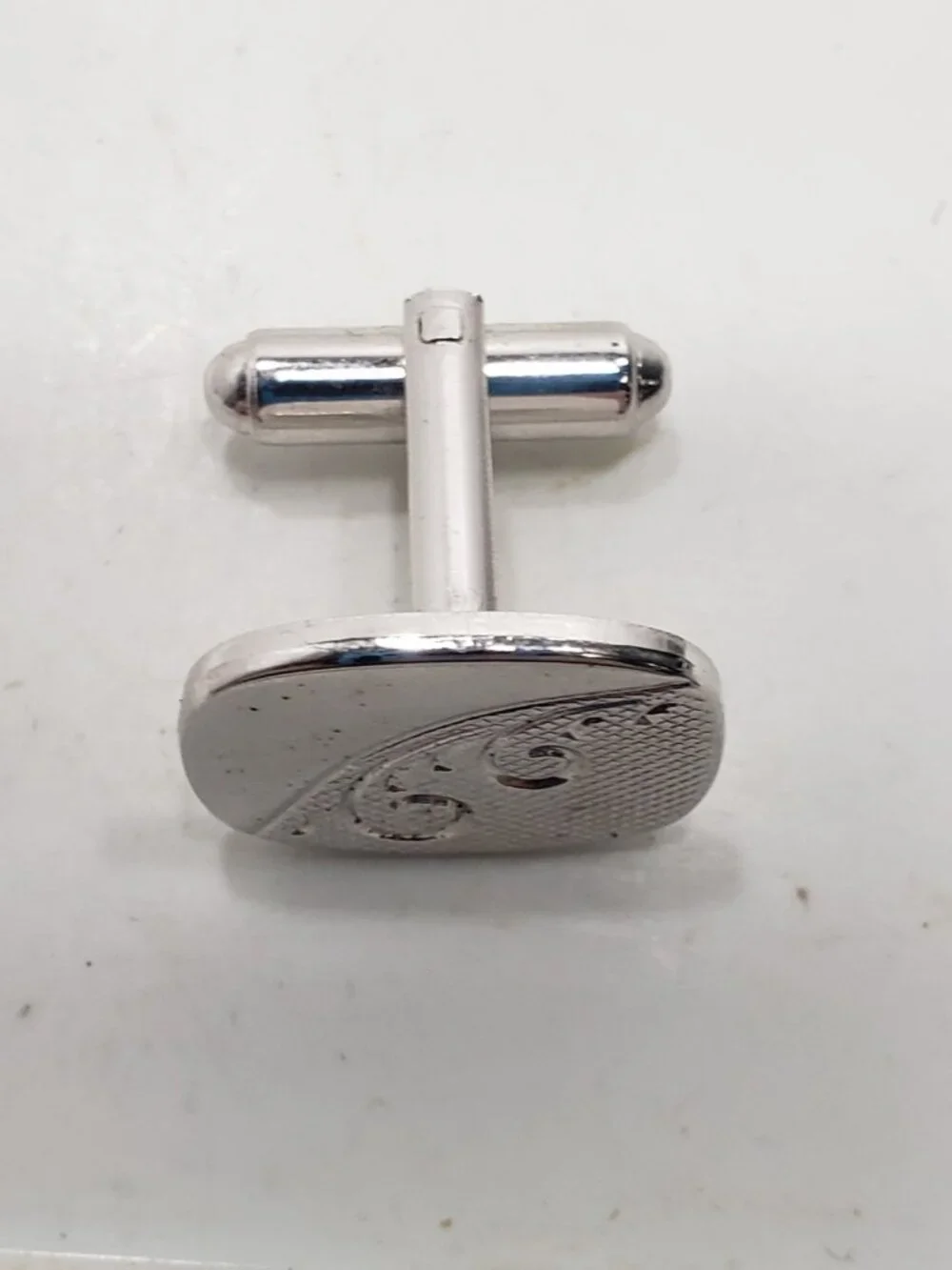 Vintage Silver Tone Swirl Engraved Cufflinks Formal Wedding Mens Jewelry